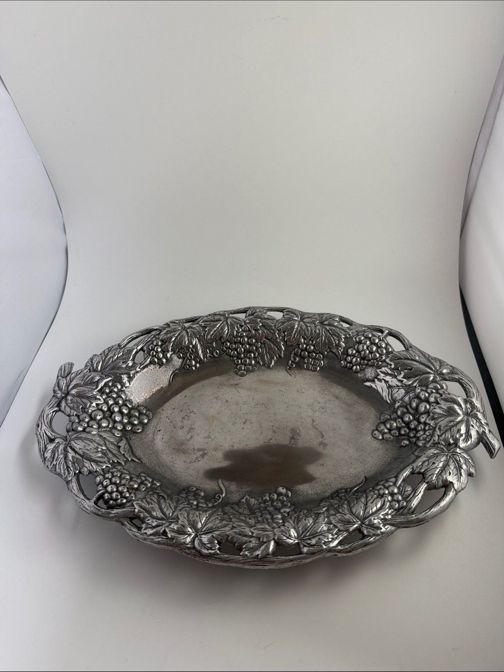 Arthur Court Cast Aluminum Oval Grapevine Platter 1990 Signed